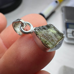 1.50 g Bezel Set Moldavite Silver Pendant