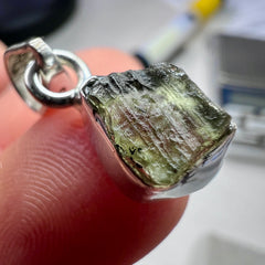 1.50 g Bezel Set Moldavite Silver Pendant