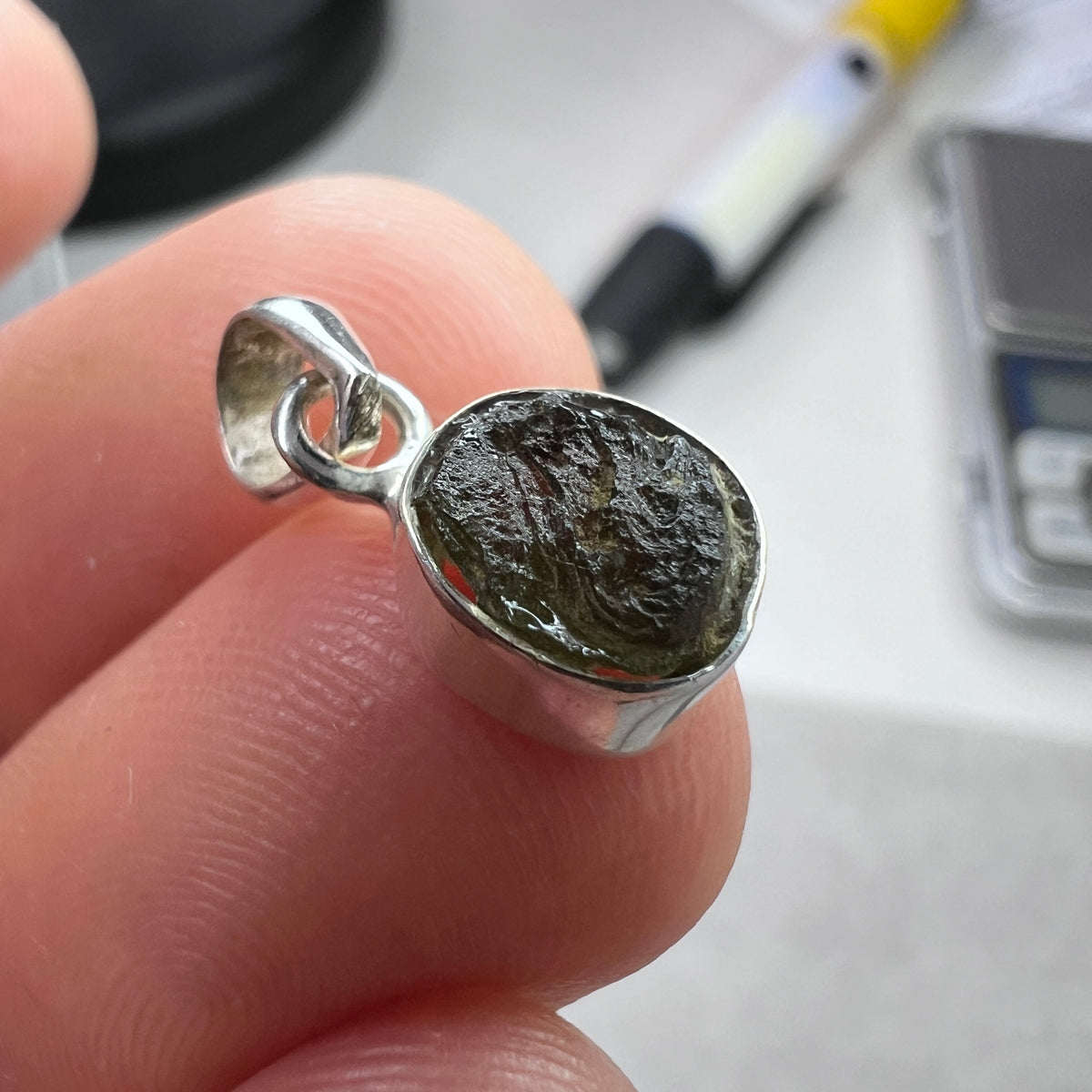 1.10g Bezel Set Moldavite Silver Pendant