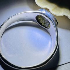 Moldavite Silver Ring (Size 11 - W)