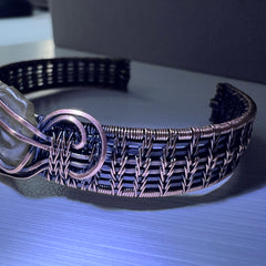 2.83g Chlum Moldavite & 1.45g Libyan Desert Glass Solid Copper Bracelet