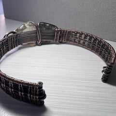 2.83g Chlum Moldavite & 1.45g Libyan Desert Glass Solid Copper Bracelet