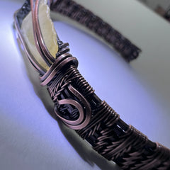 0.93g Chlum Moldavite & 0.68g Libyan Desert Glass Solid Copper Bracelet