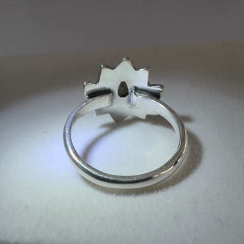 Sterling Silver Lotus Moldavite Ring - Size 10