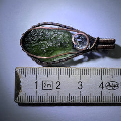 Moldavite/Herkimer Diamond Copper pendant.