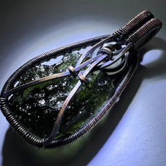 Moldavite & Moonstone Copper pendant