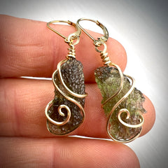 Beautiful Moldavite Earrings 14k Gold Fill