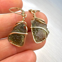 Graceful Moldavite Earrings 14k Gold Fill