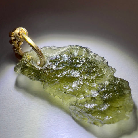Moldavite Pendant – Gold Wrap