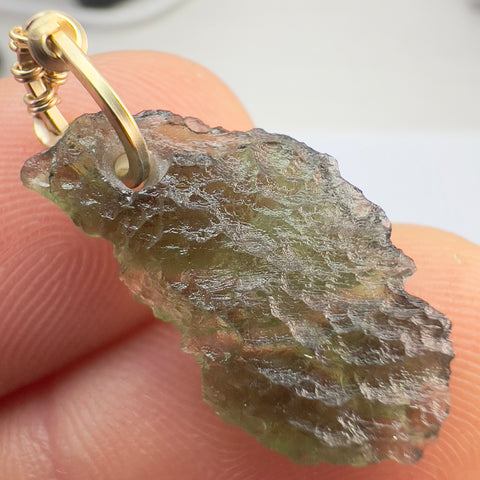 Moldavite Pendant – Gold Wrap