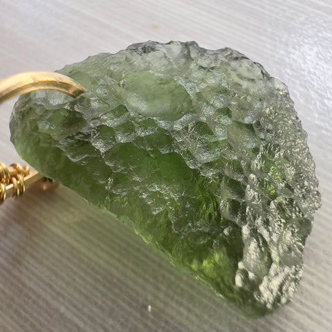 Moldavite Pendant – Gold Wrap