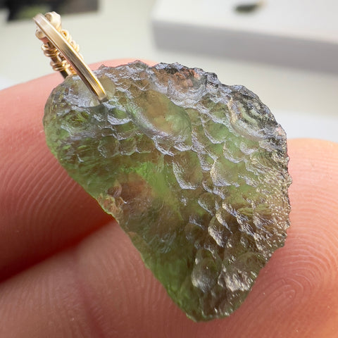 Moldavite Pendant – Gold Wrap