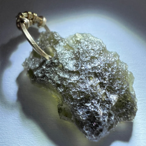 Moldavite Pendant – Gold Wrap