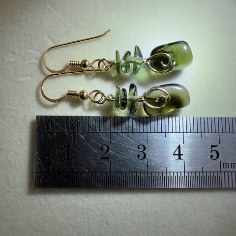Hand-Polished Moldavite Bead Earrings - 6.8 ct