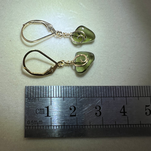 Hand-Polished Moldavite Bead Earrings - 3.15ct