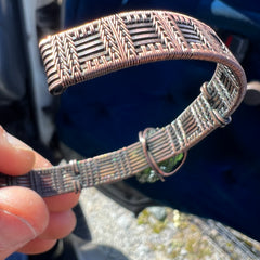 Moldavite & Copper Bracelet - Amethyst Accents