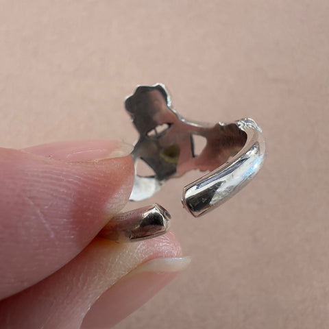 Sterling Silver Moldavite Claddagh Ring - Size 9 Open | Chlum