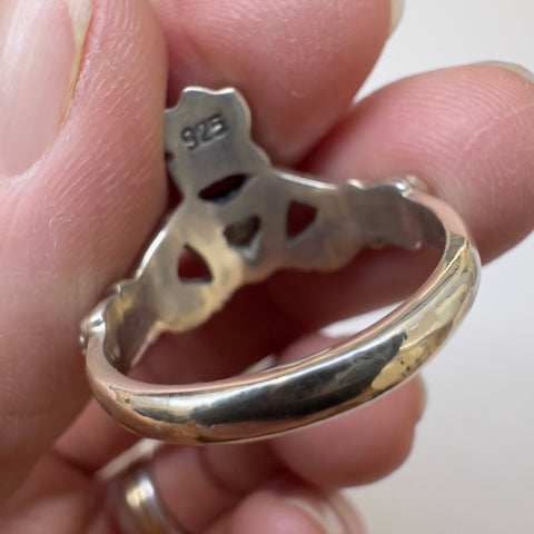 Claddagh Sterling Silver Moldavite Ring | Size 9 | Chlum