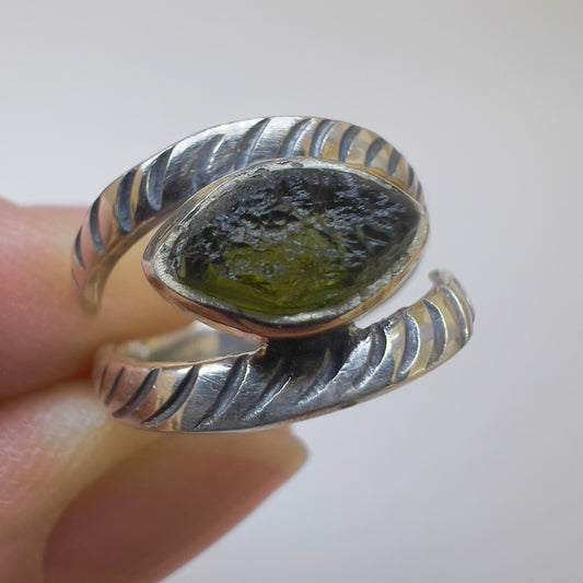 Sterling Silver Moldavite Ring | 0.3g | Size 4