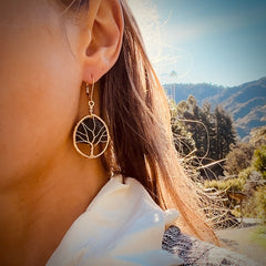 Tree of Tree Moldavite Earrings – 14k Gold