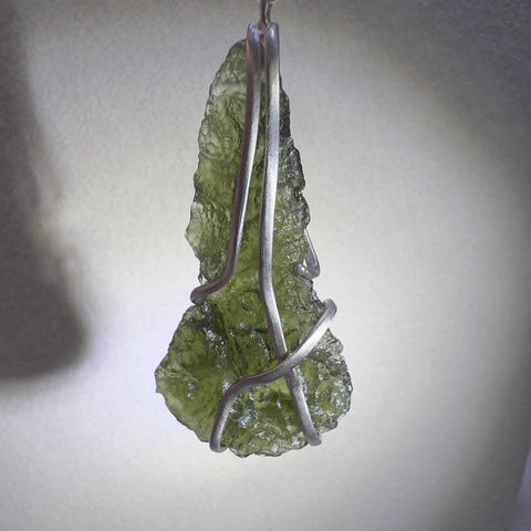 Sterling Silver Moldavite Statement Necklace | 4.2g | Chlum