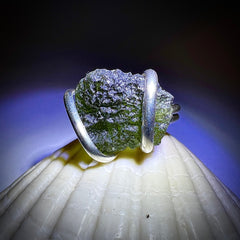 Moldavite Silver Ring (Size 7 - O)