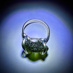 Moldavite Silver Ring (Size 7 - O)