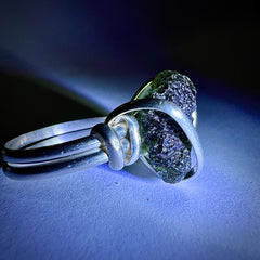 Moldavite Silver Ring (Size 7 - O)