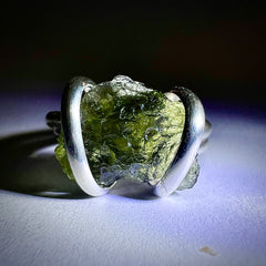 Moldavite Silver Ring (Size 7 - M)