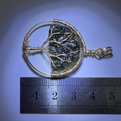 Moldavite Tree of Life pendant - 14k Gold