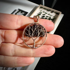 Moldavite Tree of Life pendant - 14k Gold