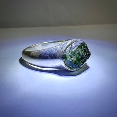 Moldavite Silver Ring (Size 8 - R)