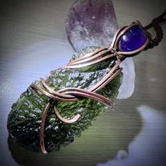 9.2g Moldavite/Amethyst Copper necklace.