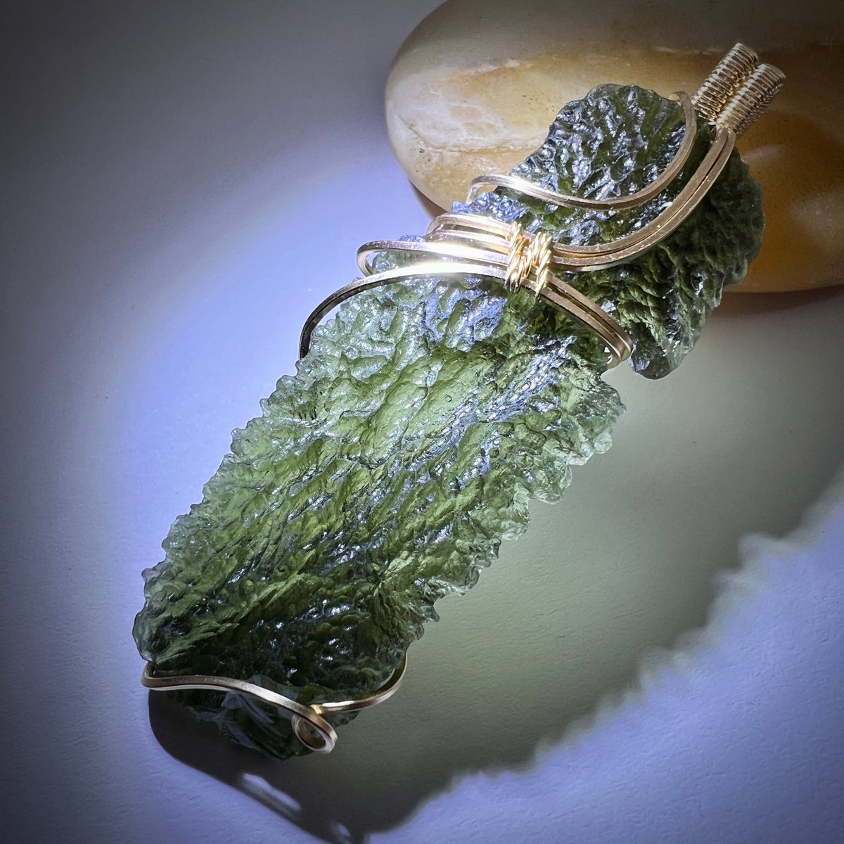 12.51g Moldavite Angel Chime - Gold Pendant
