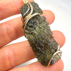 12.51g Moldavite Angel Chime - Gold Pendant