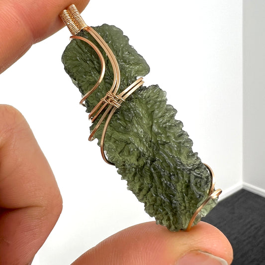 12.51g Moldavite Angel Chime - Gold Pendant