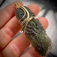 12.51g Moldavite Angel Chime - Gold Pendant