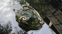 Moldavite pendant 14ct rosegold - 4.5g