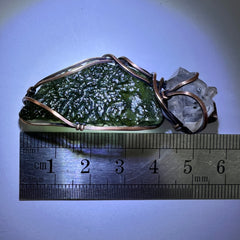 6.93g Moldavite & Copper Pendant with Herkimer Diamond