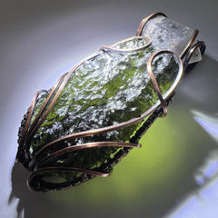 14.7g Chlum Moldavite & Copper Pendant with Herkimer Diamond