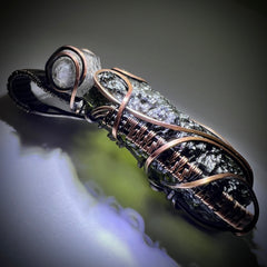 14.7g Chlum Moldavite & Copper Pendant with Herkimer Diamond