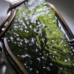 6.93g Moldavite & Copper Pendant with Herkimer Diamond