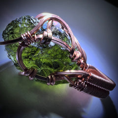 Moldavite & Opal Copper Pendant