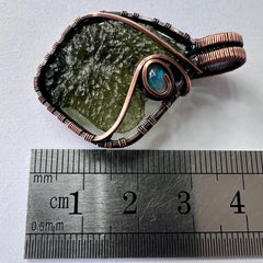 Moldavite & Opal Copper Pendant 3.01g.