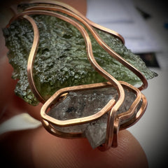 Moldavite & Herkimer Diamond Pendant