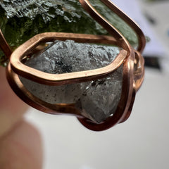 Moldavite & Herkimer Diamond Pendant