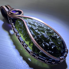 Remarkable Moldavite & Amethyst Pendant