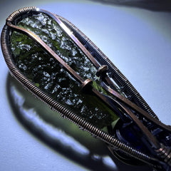 Remarkable Moldavite & Amethyst Pendant