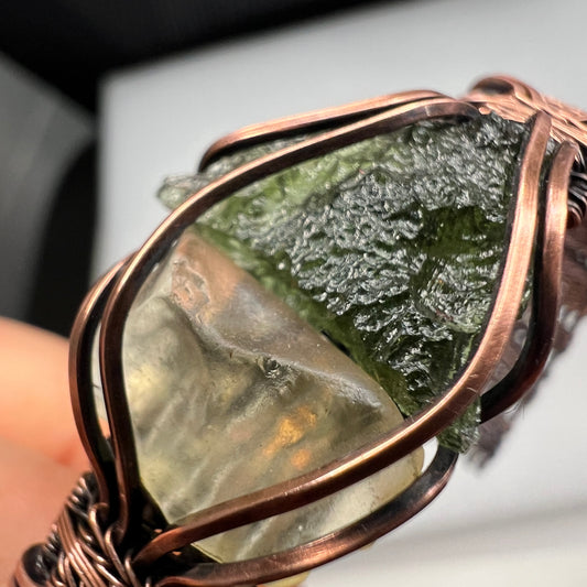 Moldavite/Copper Bracelet with Libyan Desert Glass