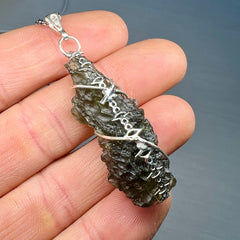 9.41g Moldavite & Silver Pendant
